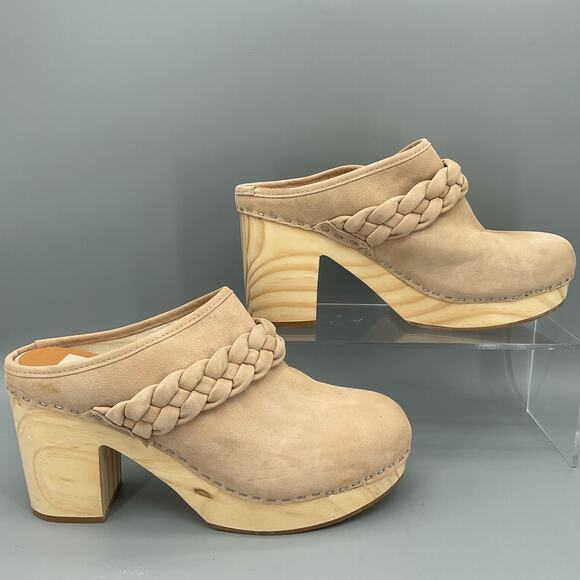Dolce Vita Tan Braided Heeled Mules - Picture 1 of 10